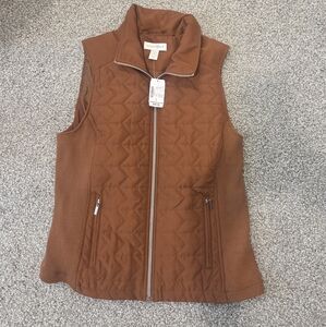 Christopher & Banks Women's Quilted Vest - Burnt Orange